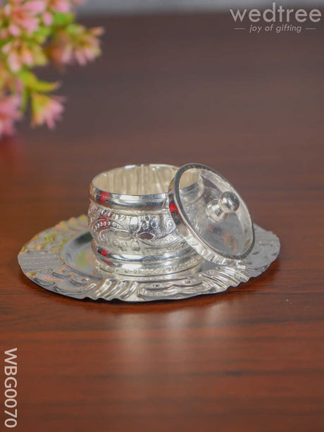 German Silver Kumkum Holder - 4 Inch Wbg0070 Holders