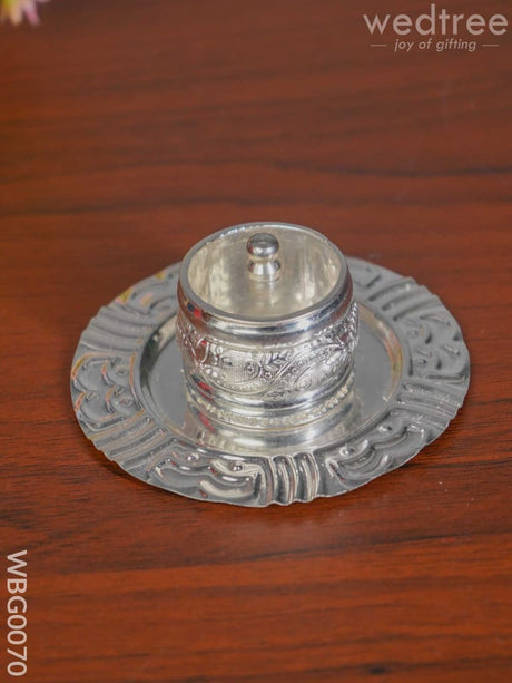 German Silver Kumkum Holder - 4 Inch Wbg0070 Holders