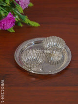 German Silver 2 Cups Kumkum Holder With Round Base - Wbg1184-1 Holders