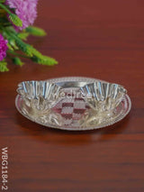 German Silver 2 Cups Kumkum Holder With Round Base - Wbg1184-2 Holders