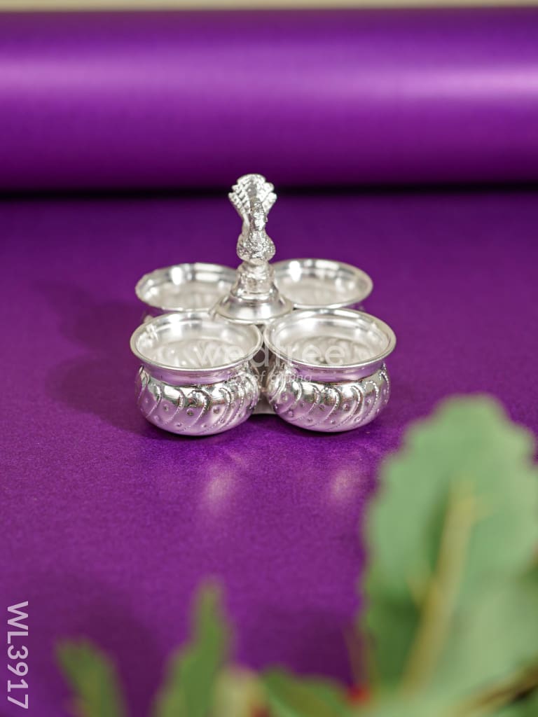 German Silver 4 Cup Annapakshi Kumkum - Wl3917 Pooja Utility