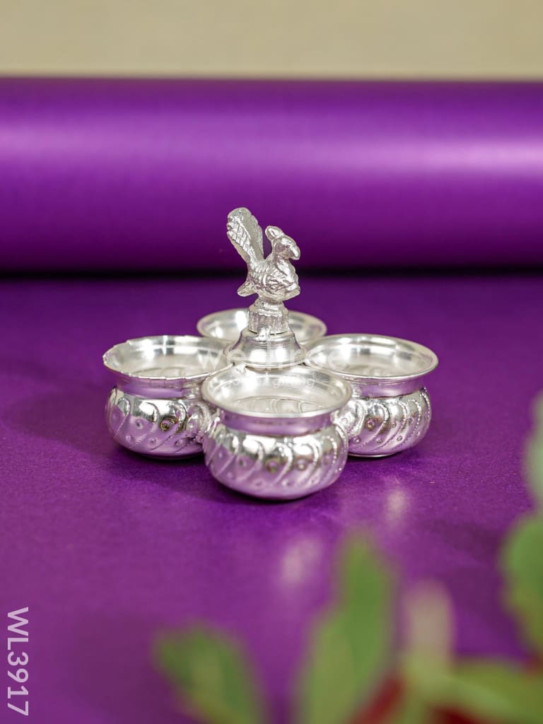 German Silver 4 Cup Annapakshi Kumkum - Wl3917 Pooja Utility