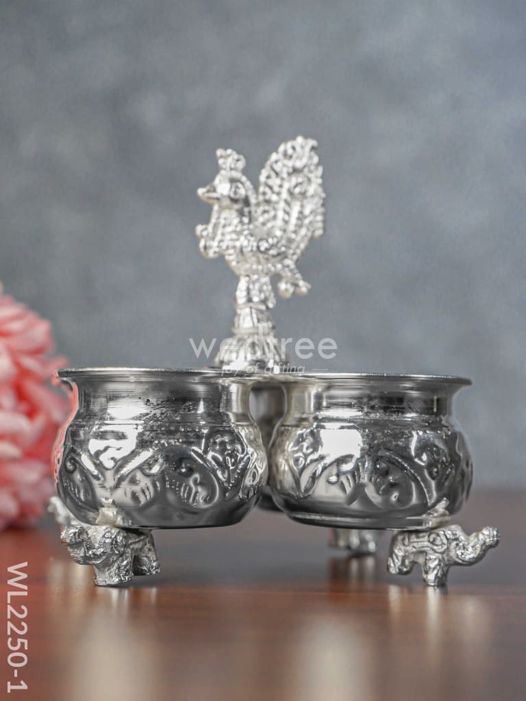 German Silver 4 Cup Kumkum Holder - Wl2250 Pooja Utility