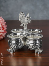 German Silver 4 Cup Kumkum Holder - Wl2250 Pooja Utility