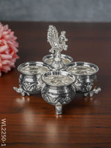 German Silver 4 Cup Kumkum Holder - Wl2250 Pooja Utility