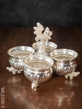 German Silver 4 Cup Kumkum Holder - Wl2250 Pooja Utility