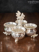 German Silver 4 Cup Kumkum Holder - Wl2250 Pooja Utility