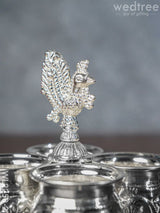 German Silver 4 Cup Kumkum Holder - Wl2250 Pooja Utility