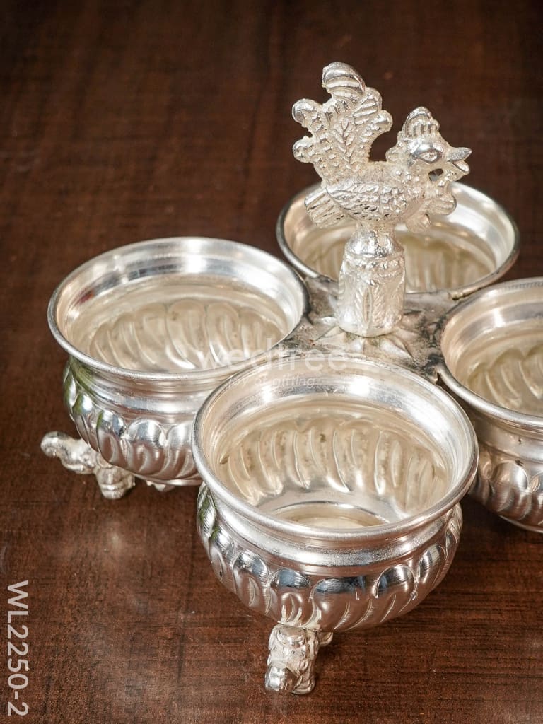 German Silver 4 Cup Kumkum Holder - Wl2250 Pooja Utility