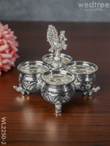 German Silver 4 Cup Kumkum Holder - Wl2250 Pooja Utility