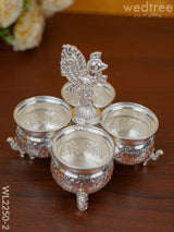 German Silver 4 Cup Kumkum Holder - Wl2250 2 Inch Pooja Utility