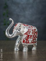 German Silver 6.5 Inches Elephant - Wl1983 Red With Wl1983-2 Figurines