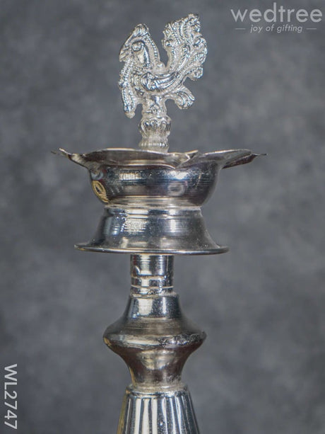 German Silver Annapakshi 5 Face Kuthu Vilaku - 14 Inch Set Of 2 Wl2747 Diyas