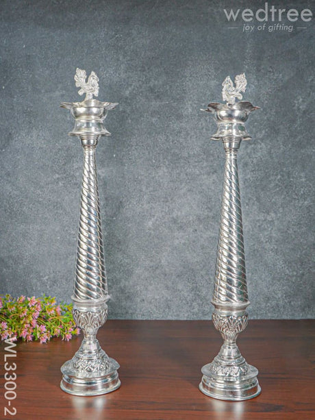 German Silver Annapakshi Kuthu Vilaku - Set Of 2 23 Inch Wl3300-2 Diyas