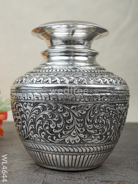 German Silver Antique Floral Kodam - Wl4644 Pooja Utility