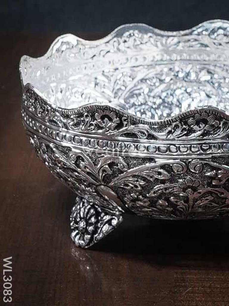 German Silver Antique Prasadam Bowl - Wl3083 Pooja Utility