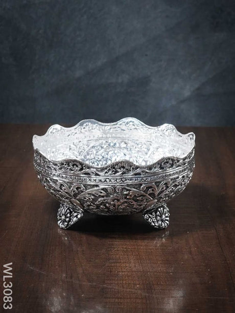 German Silver Antique Prasadam Bowl - Wl3083 Pooja Utility