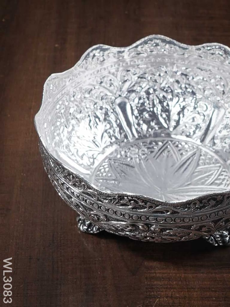 German Silver Antique Prasadam Bowl - Wl3083 Pooja Utility