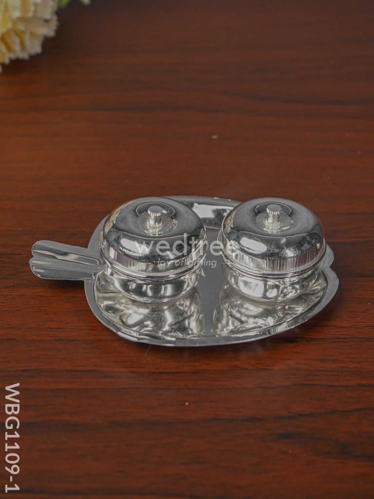 German Silver Apple Shaped 2 Kumkum Holder - Wbg1109-1 Holders