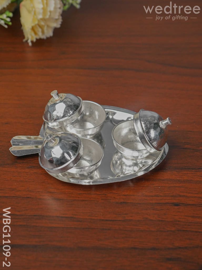 German Silver Apple Shaped 3 Kumkum Holder - Wbg1109-2 Holders