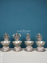 German Silver Ashtalakshmi Diya - Set Of 8 Wl4602 Pooja Utility