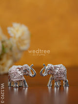 German Silver - Baby Elephant 1.5 Inch (Set Of 2) Wl1292 Finish Figurines