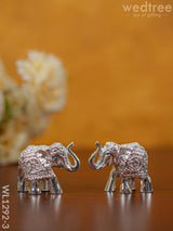 German Silver - Baby Elephant 1.5 Inch (Set Of 2) Wl1292 Finish Figurines