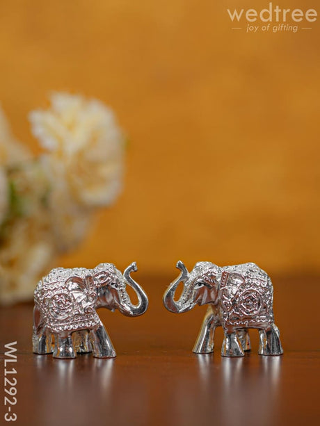 German Silver - Baby Elephant 1.5 Inch (Set Of 2) Wl1292 Finish Figurines