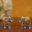 German Silver - Baby Elephant 1.5 Inch (Set Of 2) Wl1292 White With Gold Figurines