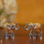 German Silver - Baby Elephant 1.5 Inch (Set Of 2) Wl1292 White With Gold Figurines