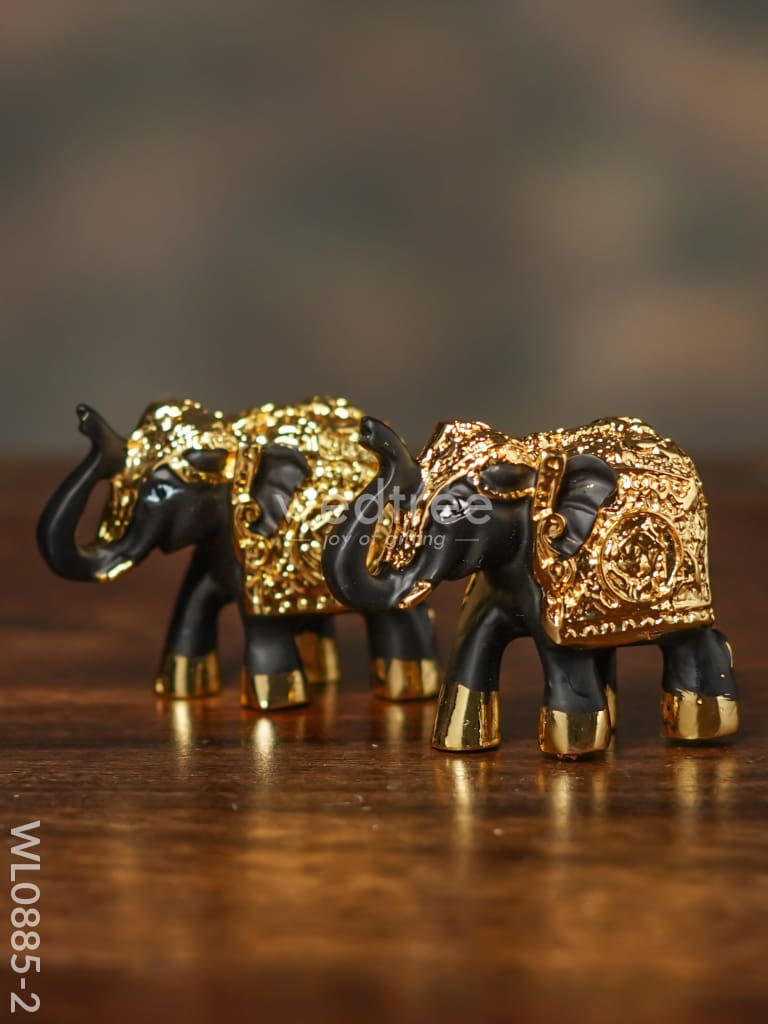 German Silver Baby Elephant (Set Of 2) - Wl0885 Gold Finish Figurines