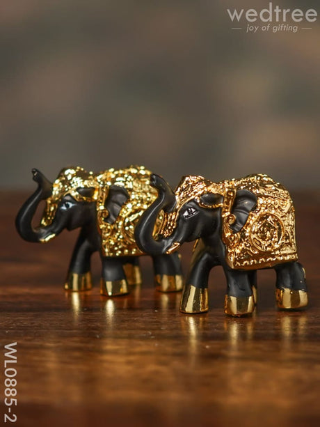 German Silver Baby Elephant (Set Of 2) - Wl0885 Gold Finish Figurines