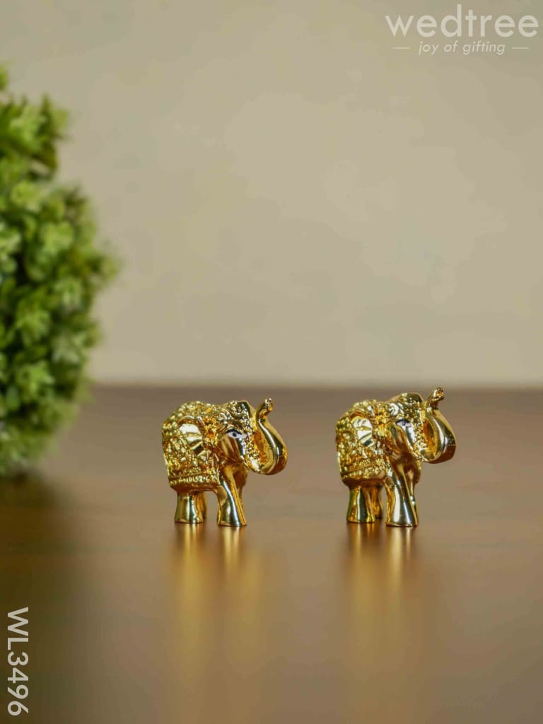 German Silver Baby Elephant - Set Of 2 Wl3496 Figurines