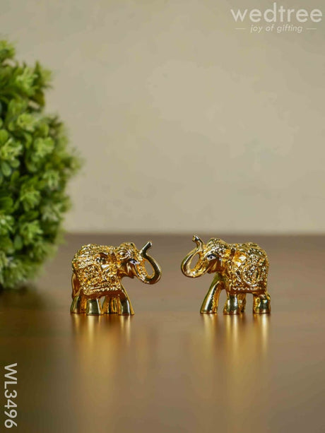 German Silver Baby Elephant - Set Of 2 Wl3496 Figurines