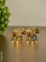 German Silver Baby Elephant - Set Of 2 Wl3496 Figurines