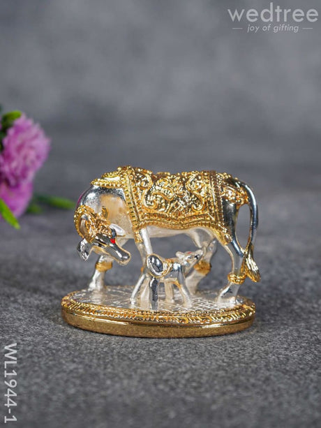 German Silver Cow And Calf - Gold Wl1944-1 Figurines