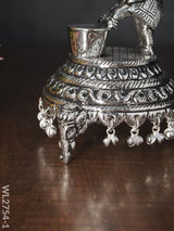 German Silver Decorative Elephant 5 Face Diya With Bells - Wl2754 Diyas