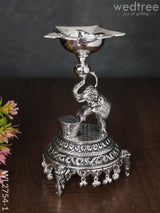 German Silver Decorative Elephant 5 Face Diya With Bells - Wl2754 1 Diyas