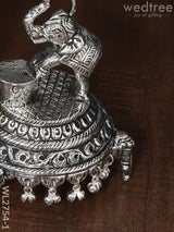 German Silver Decorative Elephant 5 Face Diya With Bells - Wl2754 Diyas