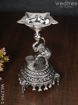 German Silver Decorative Elephant 5 Face Diya With Bells - Wl2754 Diyas