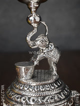 German Silver Decorative Elephant 5 Face Diya With Bells - Wl2754 Diyas