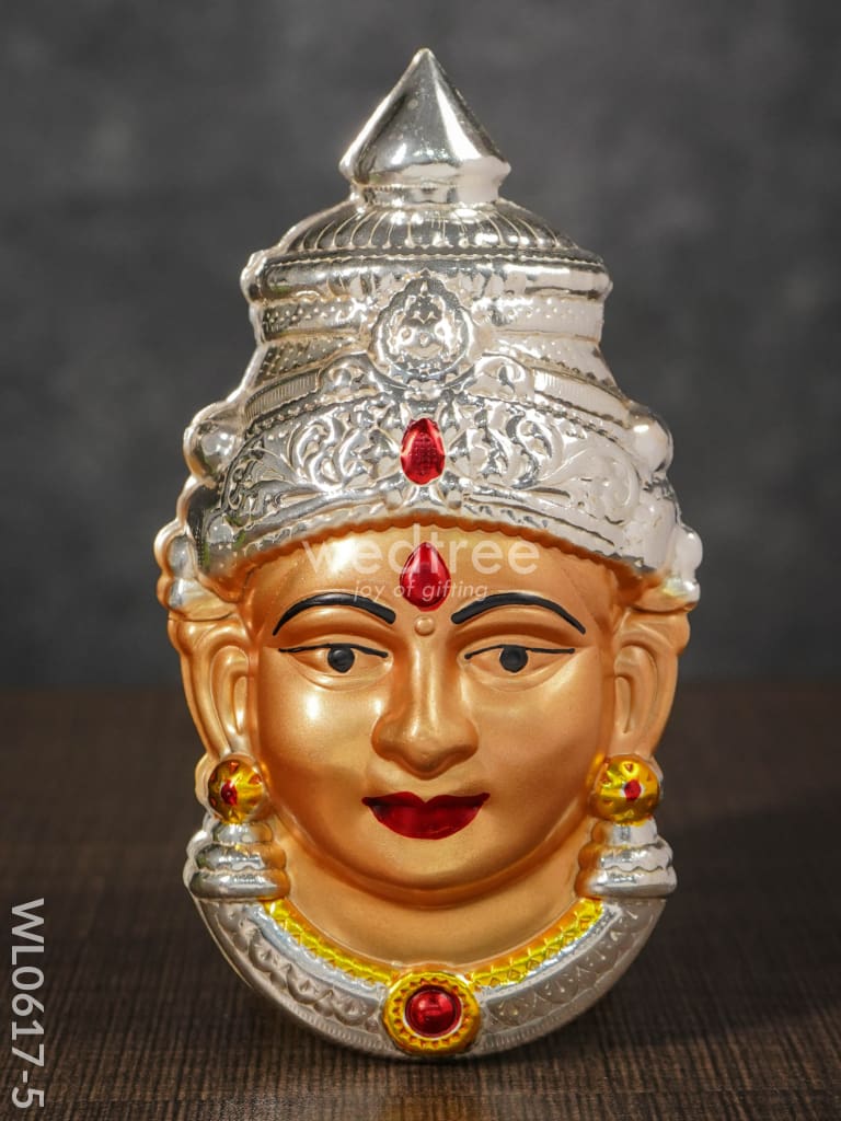 German Silver Lakshmi Face - Wl0617 6.5 Inch Copper Finish Pooja Utility