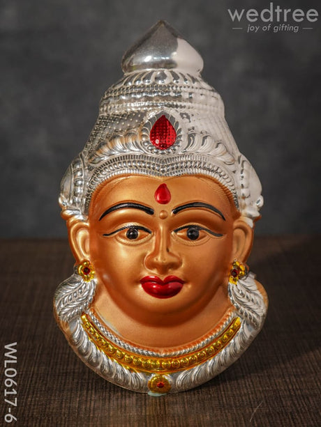 German Silver Lakshmi Face - Wl0617 7 Inch Copper Finish Pooja Utility