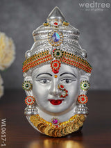 German Silver Lakshmi Face - Wl0617 Multicolour Stones Pooja Utility