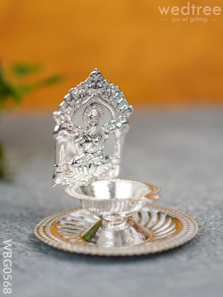 German Silver Diya - Lakshmi Wbg0568 Silver Diya