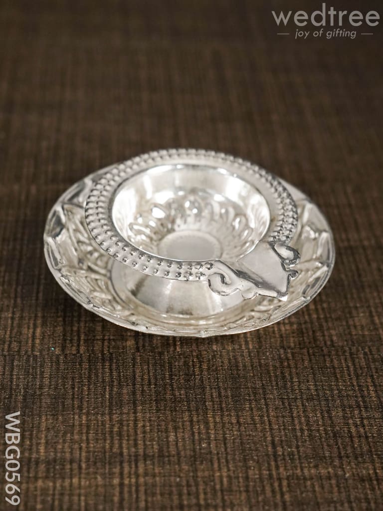 German Silver Diya On Bowl Base - Wbg0569 Diyas