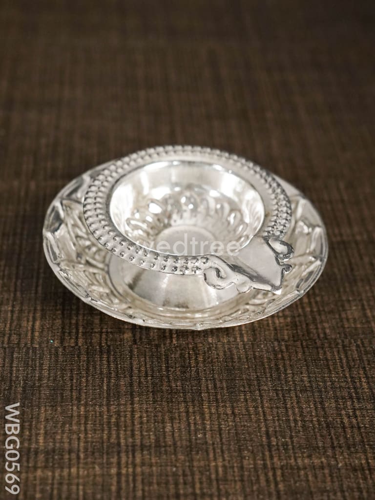 German Silver Diya On Bowl Base - Wbg0569 Diyas