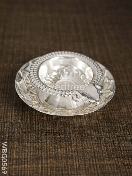 German Silver Diya On Bowl Base - Wbg0569 Diyas