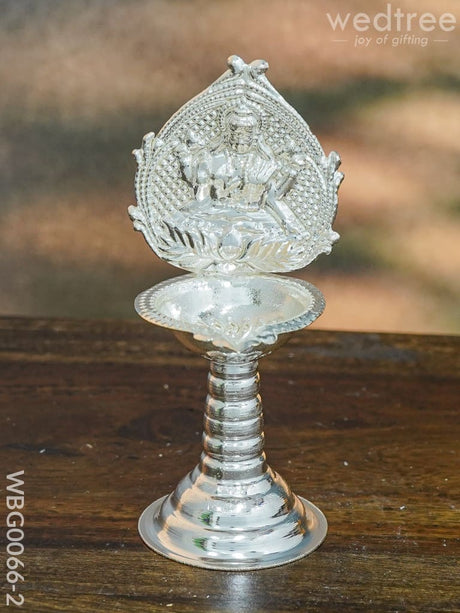 German Silver Diya With Kuthuvilakku Stand - Wbg0066 Lakshmi Diyas