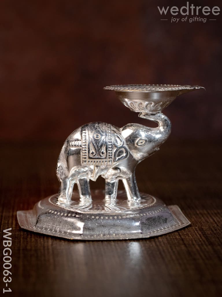 German Silver Elephant Devdas Diya - Wbg0063 2 Inches Diyas